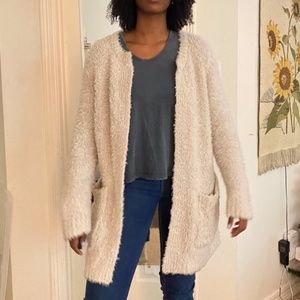 Banana Republic Long fluffy cream cardigan
